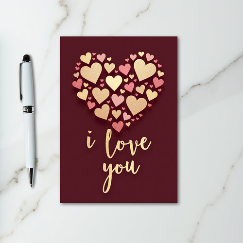 Glitter Hearts Love You Card