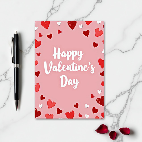 Glitter Hearts Valentines Day Card