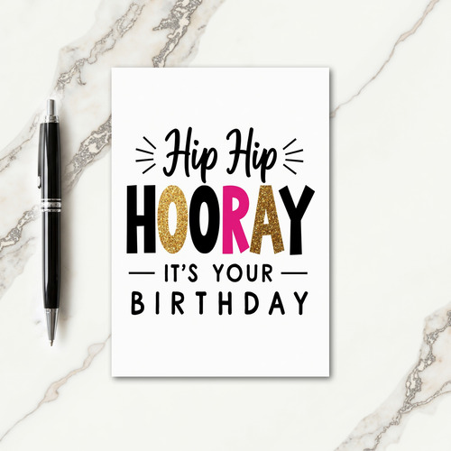 Glitter Hooray Birthday Card