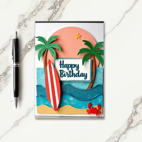 Glitter Ocean Birthday Card