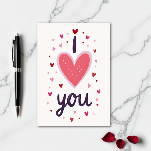 Glitter Texture Love You Card