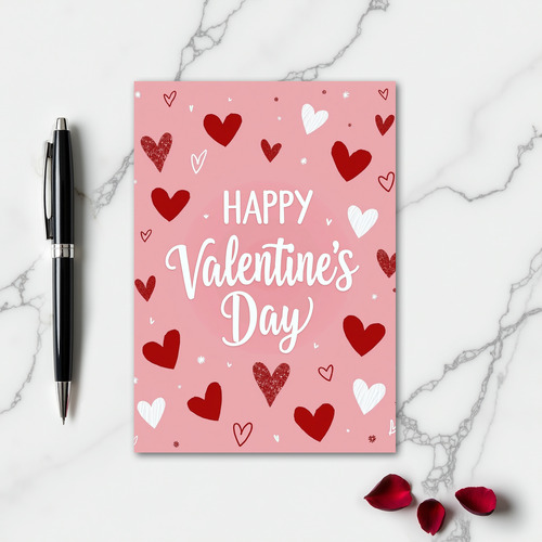 Glitter Valentine Hearts Day Card