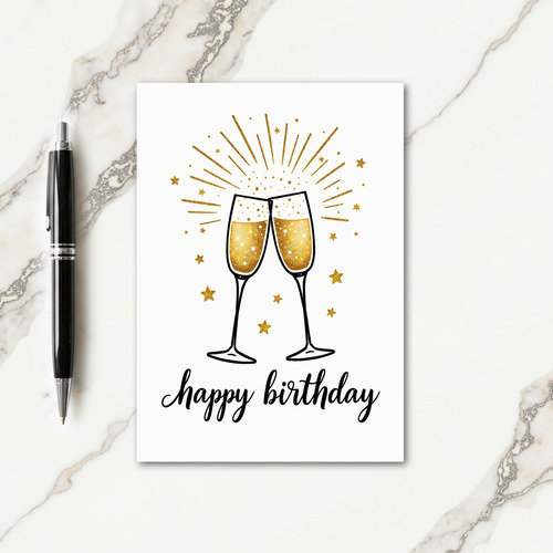 Glittering Toast Birthday Card