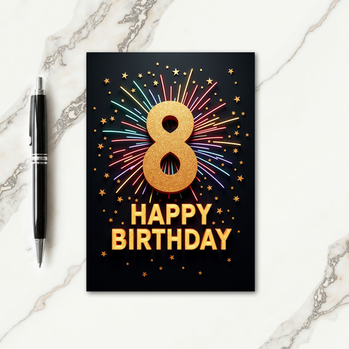 Glittery Number Eight Birthday Card