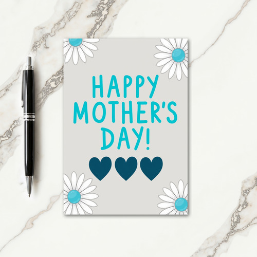 Glossy Aqua Floral Note Card