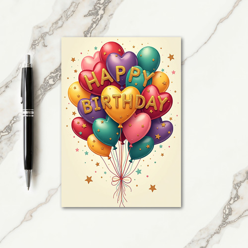 Glossy Balloons Birthday Card