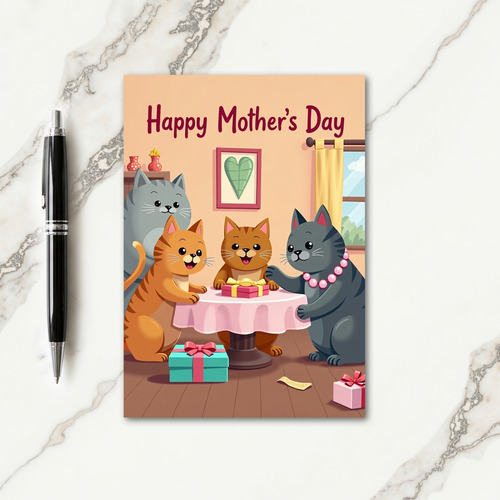 Glossy Feline Mothers Day Card