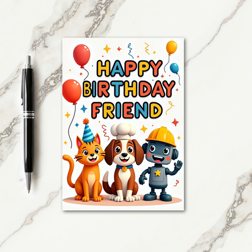 Glossy Friends Birthday Card