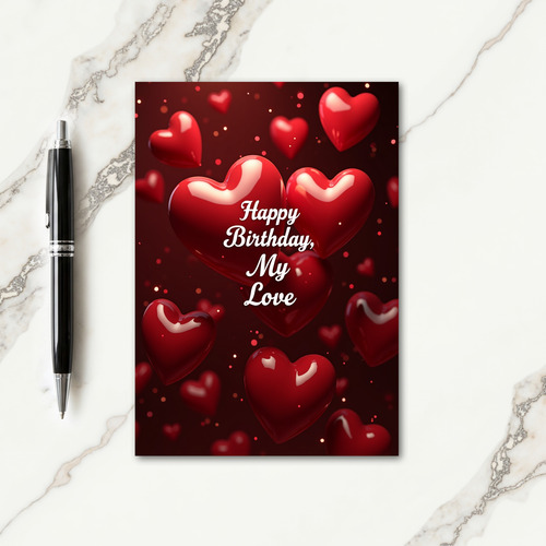 Glossy Heart Love Birthday Card