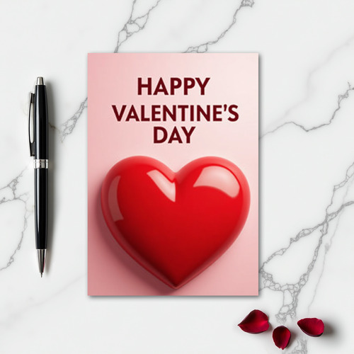 Glossy Heart Valentines Day Card
