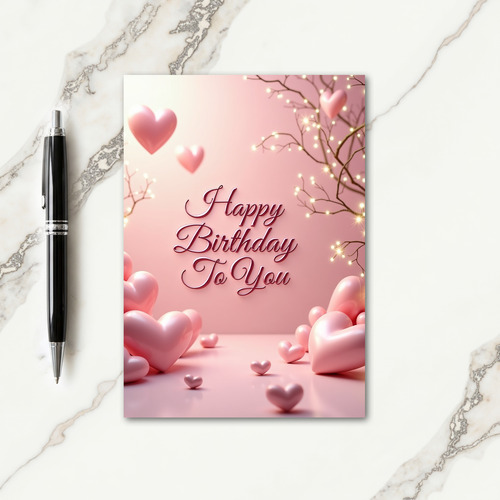 Glossy Hearts Birthday Card