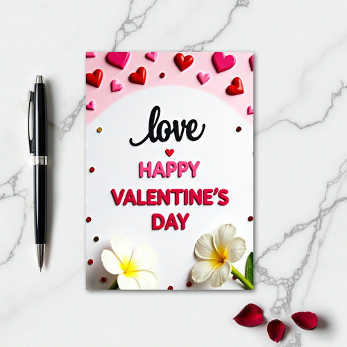 Glossy Hearts Valentine Card