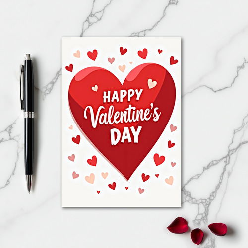 Glossy Layered Hearts Valentines Card