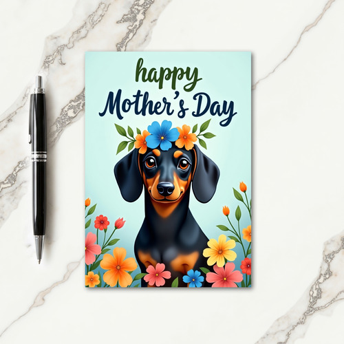 Glossy Puppy Floral Crown Card