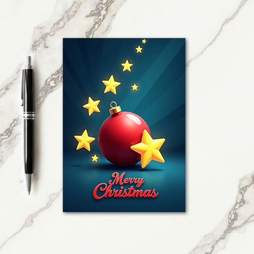Glossy Red Orb Christmas Card thumbnail