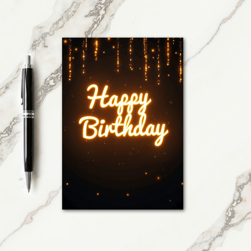 Glowing Birthday Golden Script Card