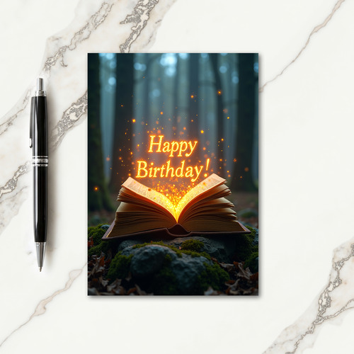 Glowing Book Birthday Card