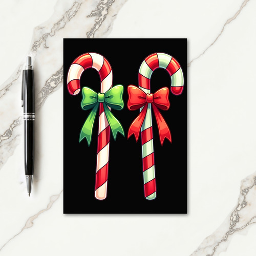 Glowing Candy Cane Christmas Card thumbnail
