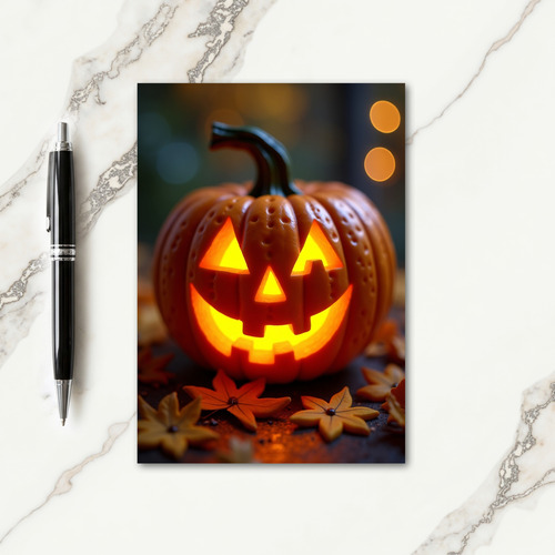 Glowing Carved Pumpkin Card