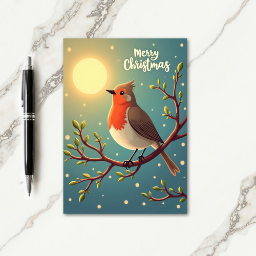 Glowing Christmas Bird Card