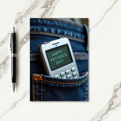 Glowing Fathers Day Denim Card