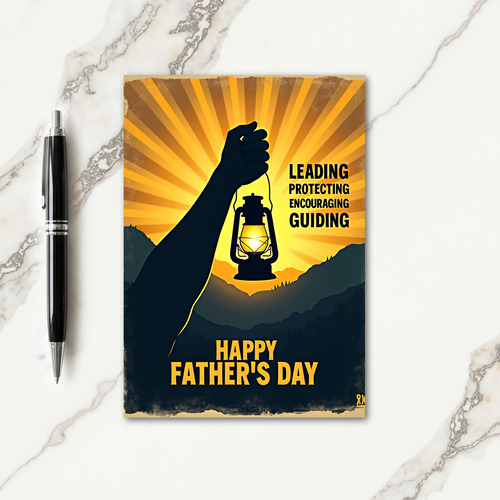 Glowing Fathers Day Scene Card