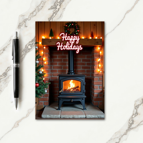 Glowing Fire Christmas Card thumbnail