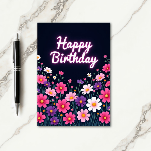 Glowing Floral Birthday Card