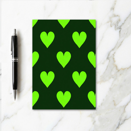 Glowing Green Hearts Card