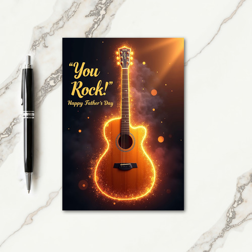 Glowing Guitar Fathers Day Card