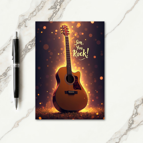 Glowing Guitar Son You Rock Card