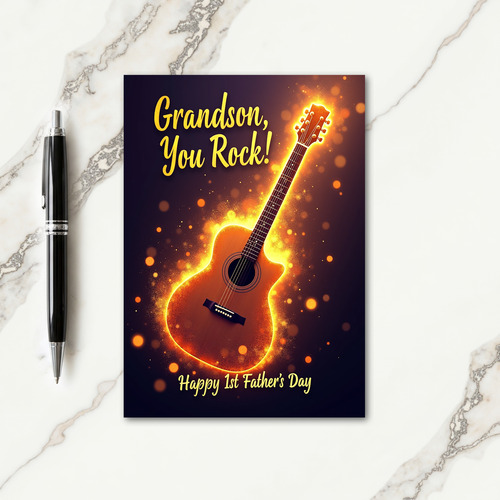 Glowing Guitar Sons Day Card