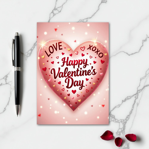 Glowing Hearts Valentines Day Card