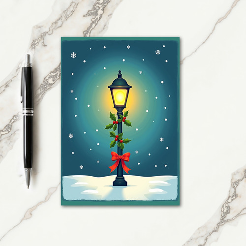 Glowing Lamppost Christmas Card