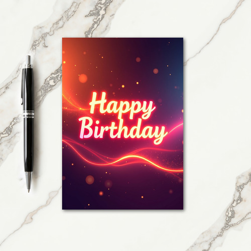 Glowing Neon Birthday Card
