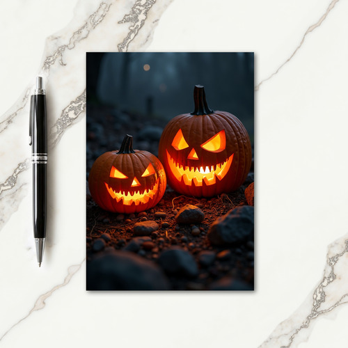 Glowing Pumpkin Pair Card