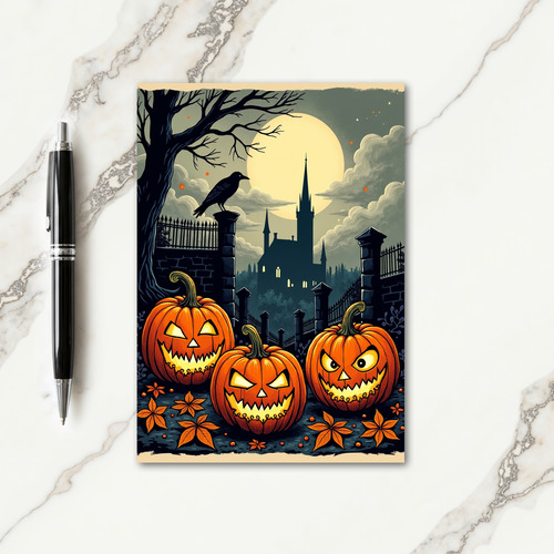 Glowing Pumpkins By Moonlight Card