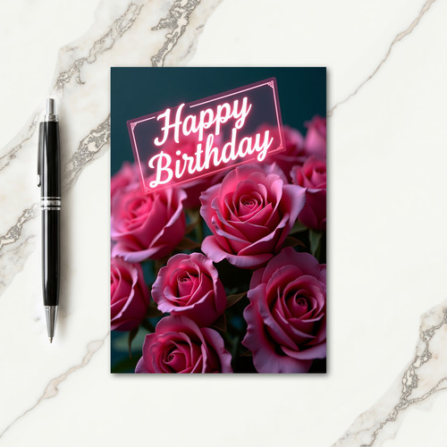Glowing Rose Birthday Card