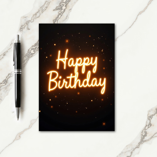 Glowing Script Birthday Card