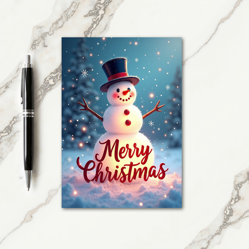 Glowing Snowman Christmas Card