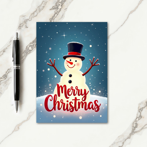Glowing Snowman Holiday Card