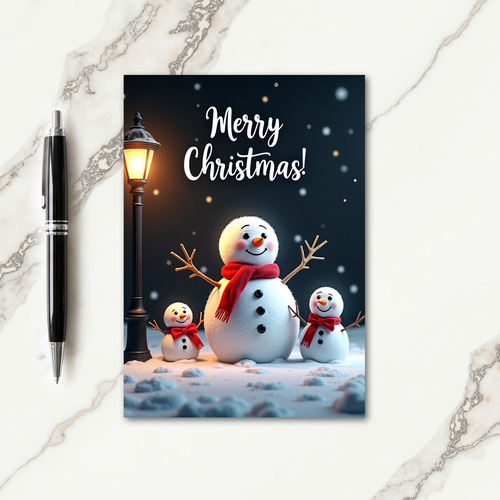 Glowing Snowmen Christmas Card