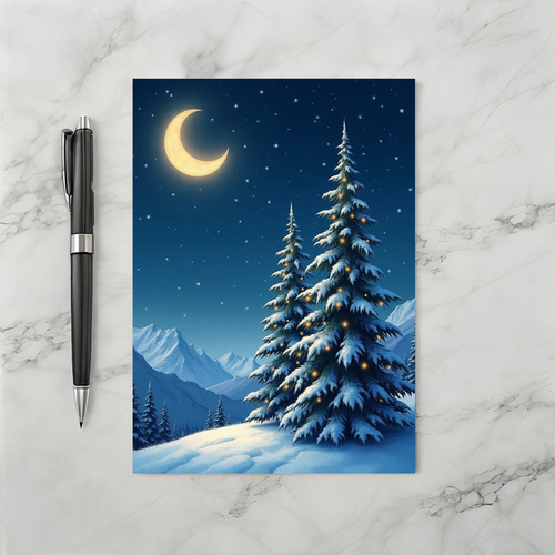 Glowing Snowy Christmas Night Card