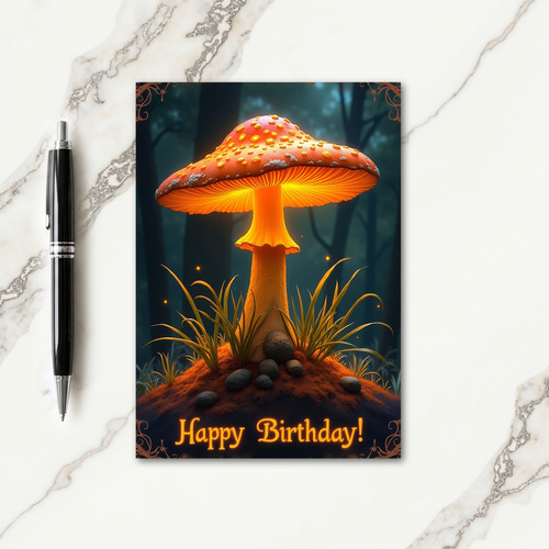 Glowing Toadstool Birthday Card