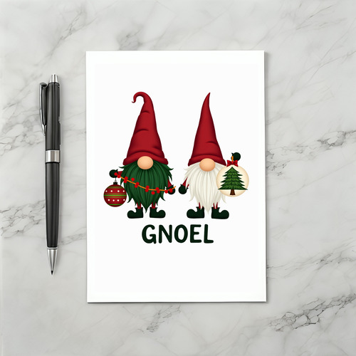 Gnoel Gnome Pun Funny Christmas Holiday Card