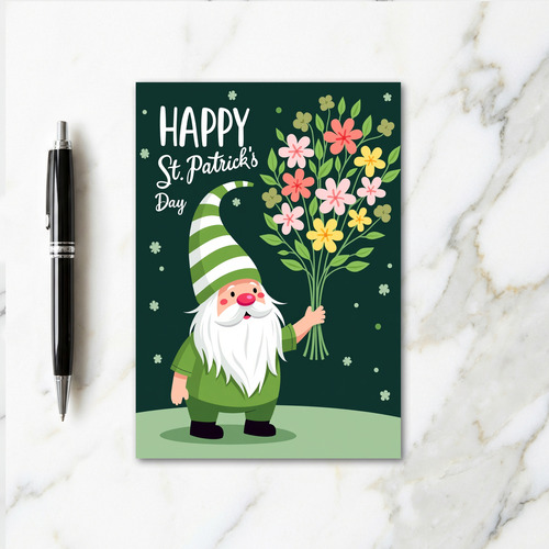 Gnome Bouquet St Patricks Card