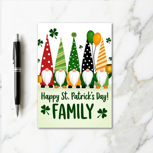 Gnome Family Happy St Patricks Day Card