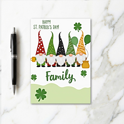 Gnome Family St Patricks Day Card