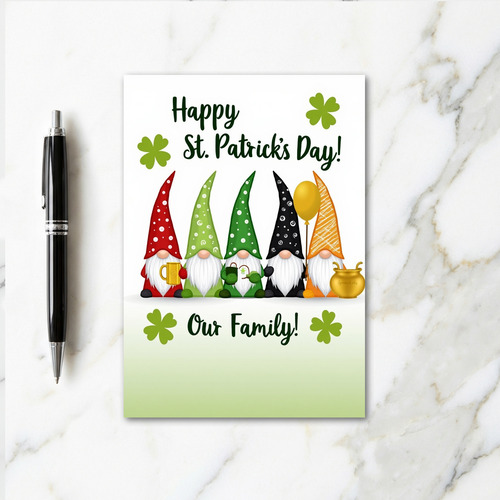 Gnome Family St Patricks Faux Gold Card