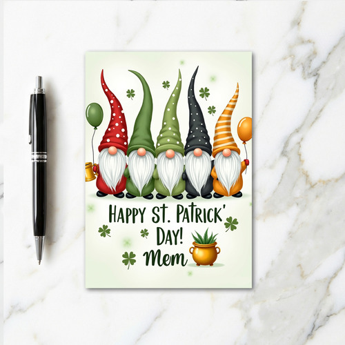Gnome Happy St Patricks Day Glitter Card